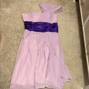 Elegant Lavender Mini Dress with Purple Sash